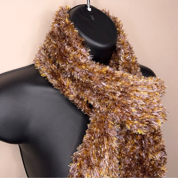 Fownes Brown Fuzzy Knit Scarf - Picture 8 of 15